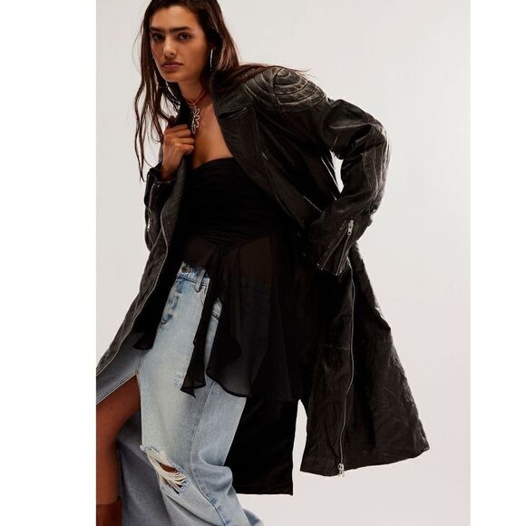 Free People UNDERSTATED LEATHER 212 Moto Jacket - Black/ XS - Picture 3 of 13